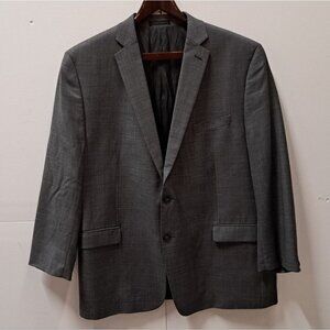 Calvin Klein Men's Sport Coat Jacket Gray Hudson Bay Wool CK Size 46R Actual 46S
